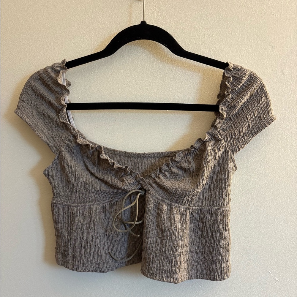 Gray Ruffled Women's Top